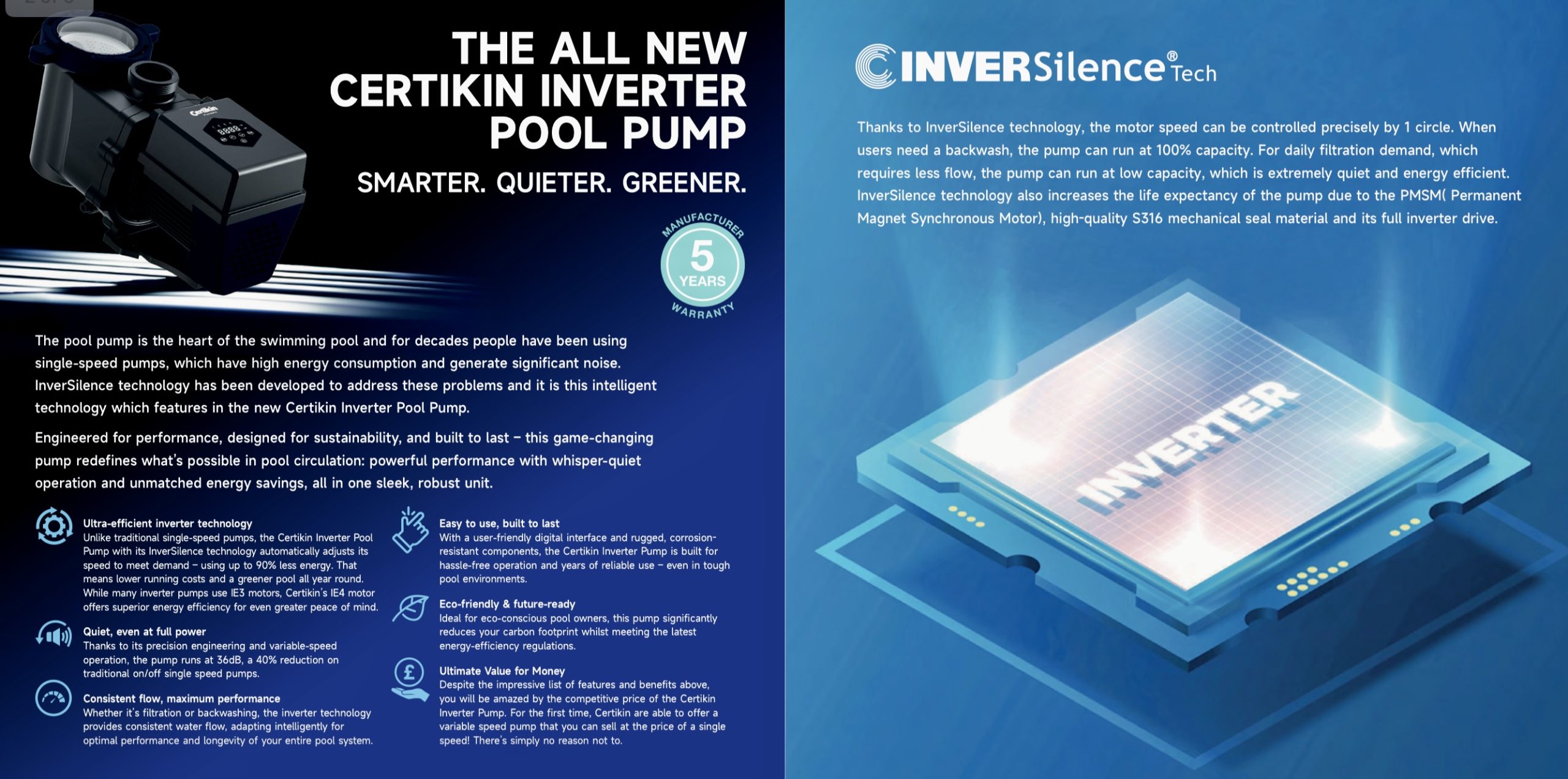 Certikin Inverter Pool Pump – CIV100 Sold by relax-Essex.co.uk b